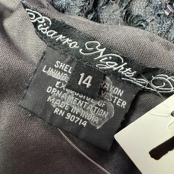 Pisarro Nights Beaded Art Deco Gown Gray Size 14 - Picture 7 of 13